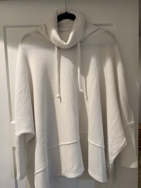 Cherish White Cowl Neck Poncho Sweater